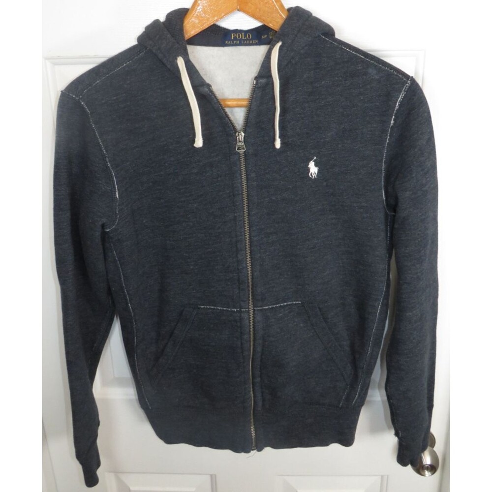 Polo Ralph Lauren Fleece Full Zip Hoodie Indigo/White Pony Size Small